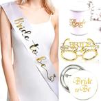 4-delige Vrijgezellenfeest set Bride to Be wit met goud, Kleding | Dames, Trouwkleding en Trouwaccessoires, Verzenden, Wit, Sweet-One