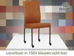 Leren eetkamerstoel Comfort met wieltjes - Rancho Cognac, Huis en Inrichting, Stoelen, Bruin, Nieuw, Leer, Ophalen of Verzenden
