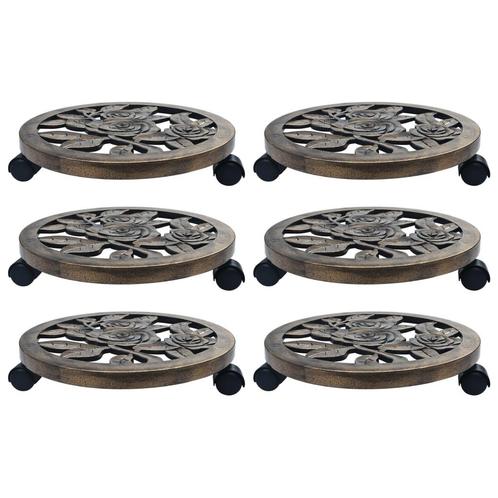 vidaXL Plantentrolleys 6 st 38 cm kunststof bronskleurig, Tuin en Terras, Overige Tuin en Terras, Nieuw, Verzenden