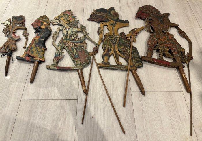 5 wayang kelitik - Java - Indonesië, Antiek en Kunst, Kunst | Niet-Westerse kunst