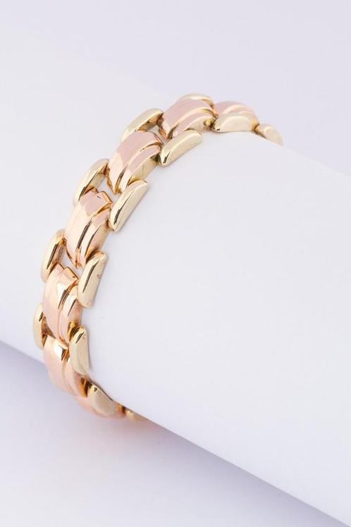 Gouden bi-color schakel armband, Sieraden, Tassen en Uiterlijk, Armbanden, Verzenden