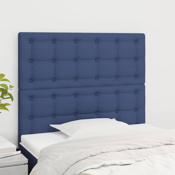vidaXL Hoofdbord blauw 80x5x118/128 cm stof, Huis en Inrichting, Slaapkamer | Bedden, Blauw, Nieuw, Stof, Verzenden