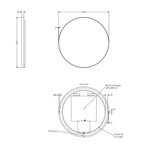 Spiegel Ink SP17 Rond Colour Changing LED Rondom 80 x 4 x 80, Doe-het-zelf en Verbouw, Sanitair, Ophalen of Verzenden