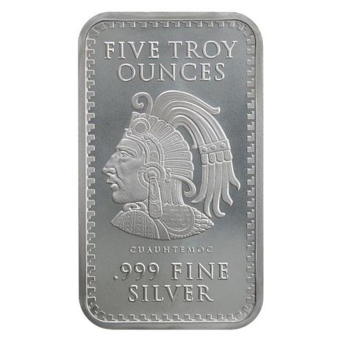 5 Troy Ounce - Zilver .999 - 5 oz Aztec Calendar 999 Fine, Postzegels en Munten, Edelmetalen en Baren