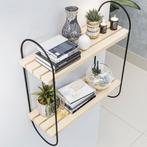 [en.casa] Wandrek Oulu met 2 planken 47x40x16 cm zwart en na, Huis en Inrichting, Woonaccessoires | Wandplanken en Boekenplanken