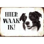 Wandbord - Hier Waak Ik – Border Collie, Huis en Inrichting, Nieuw, Ophalen of Verzenden