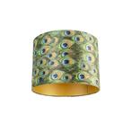 Velours lampenkap pauw dessin 40/40/30 met gouden binnenkant, Overige kleuren, 25 tot 50 cm, Nieuw, Overige vormen