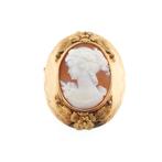Grote gouden broche/hanger met camee | Antiek (vintage), Ophalen of Verzenden, Gebruikt, Goud, Overige merken