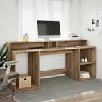 vidaXL Bureau met LED-verlichting 200x55x91 cm hout, Verzenden, Nieuw