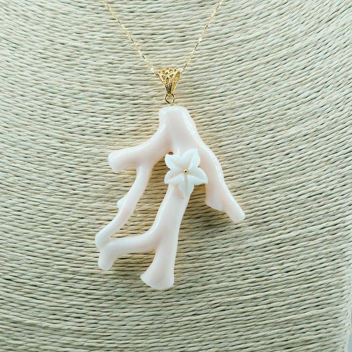 Koraal - Verguld, Zilver - Ketting met hanger - Onzichtbare, Antiek en Kunst, Curiosa en Brocante