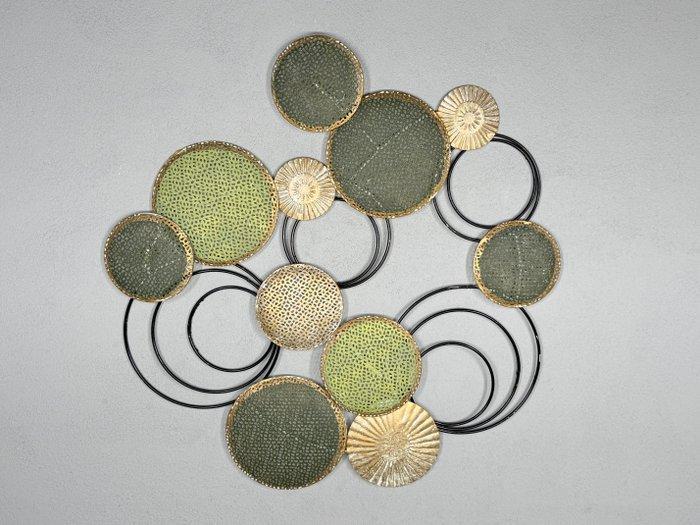 Decoratief ornament - Grote metalen wanddecoratie - groen en, Antiek en Kunst, Kunst | Designobjecten