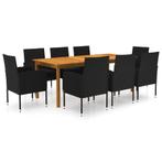 vidaXL 9-delige Tuinset zwart, Nieuw, 8 zitplaatsen, Tuinset, Verzenden