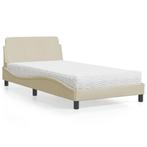 vidaXL Bed met matras Dover stof crèmekleurig 100x200 cm, Huis en Inrichting, Slaapkamer | Bedden, 100 cm, Eenpersoons, Verzenden