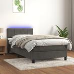 vidaXL Boxspring met matras en LED fluweel donkergrijs, Huis en Inrichting, Slaapkamer | Bedden, 90 cm, Eenpersoons, Verzenden