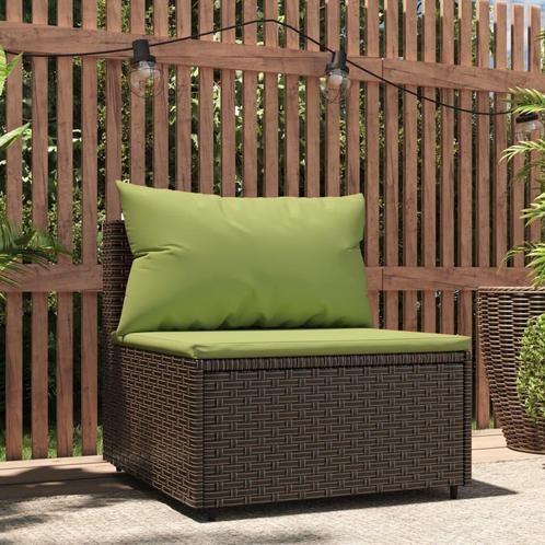 vidaXL Tuinmiddenbank met kussens poly rattan bruin, Tuin en Terras, Tuinsets en Loungesets, Nieuw, Rotan, Verzenden
