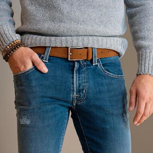 Kralen armband Kent & Suède riem Bobby - Maat: 95 cm, Kleding | Heren, Riemen en Ceinturen, 95 tot 105 cm, Echt leder, Bruin, Nieuw