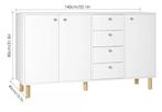 Wit Dressoir 140 cm met 3 Deuren, 4 Lades & Opbergruimte, Huis en Inrichting, Keuken | Keukenelementen, Verzenden, Nieuw