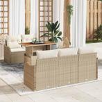 vidaXL 6-delige tuinsofa set met kussens in beige poly, Verzenden, Nieuw, Rotan