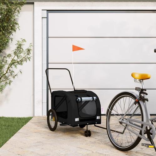vidaXL Hondenfietstrailer oxford stof en ijzer zwart, Dieren en Toebehoren, Overige Dieren-accessoires, Nieuw, Verzenden