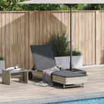vidaXL Ligbed met wielen en kussens poly rattan lichtgrijs, Verzenden, Nieuw