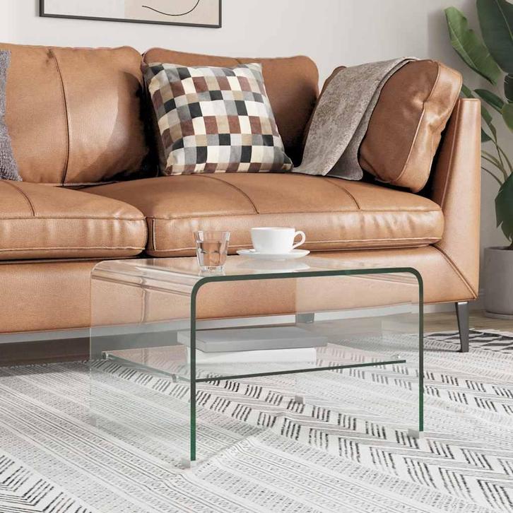 vidaXL Salontafel 50x45x33 cm gehard glas transparant, Huis en Inrichting, Tafels | Salontafels, 50 tot 100 cm, Nieuw, Glas, Minder dan 50 cm