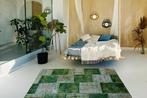 Groene vintage patchwork - Vloerkleed - 235 cm - 160 cm -, Huis en Inrichting, Stoffering | Tapijten en Kleden, Nieuw