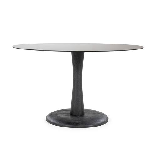 *WOONWINKEL* By-Boo Boogie Ronde Eettafel Zwart Hout En Glas, Huis en Inrichting, Tafels | Eettafels, Nieuw, Verzenden