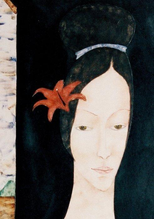 Nicolas Wind - Young Lady With A Lily, Antiek en Kunst, Kunst | Schilderijen | Modern