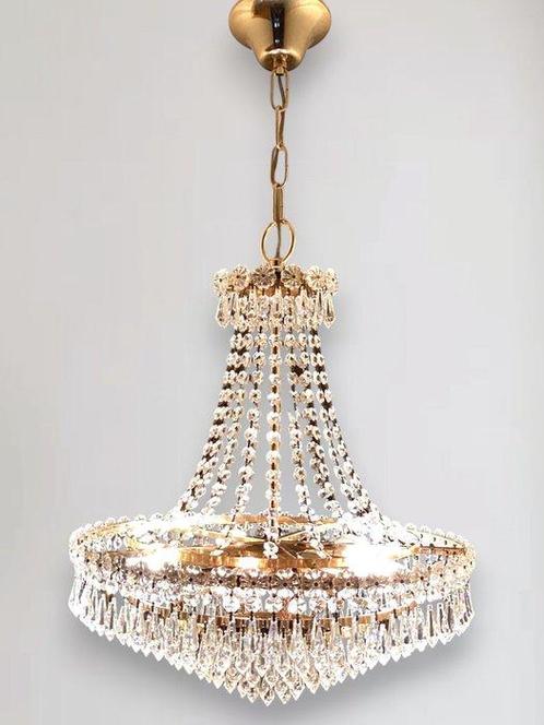 Plafondlamp - Verguld brons - Kristallen Lamp, Antiek en Kunst, Antiek | Lampen