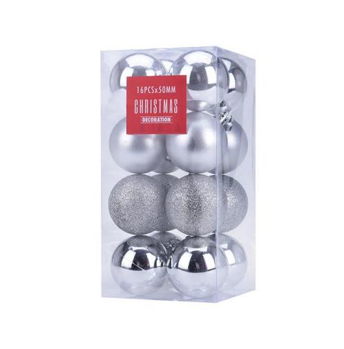 Kerstballen set 16 stuks Ø 5cm Zilver, Diversen, Kerst, Nieuw, Ophalen of Verzenden