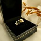 Bicolor platina ring met robijn (vintage, roze robijn), Gebruikt, Overige kleuren, Ophalen of Verzenden, 17 tot 18