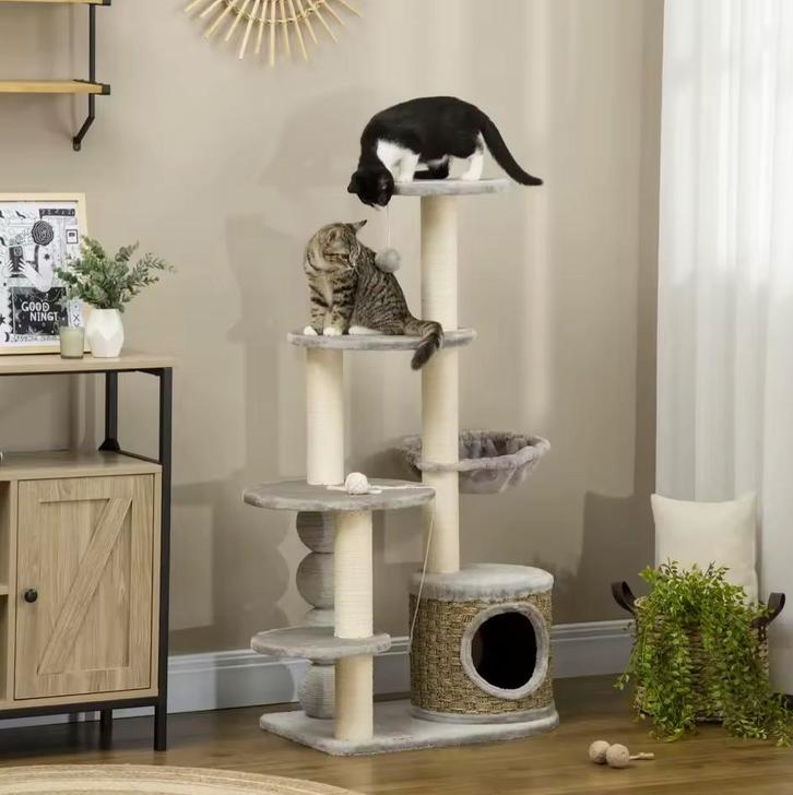 Moderne Katten Krabpaal met Grot, Hangmat en Klimplatforms, Dieren en Toebehoren, Krabmeubelen, Krabpaal, Nieuw, Verzenden