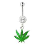 Fako Bijoux - Navelpiercing - Weed - Wit, Verzenden, Nieuw