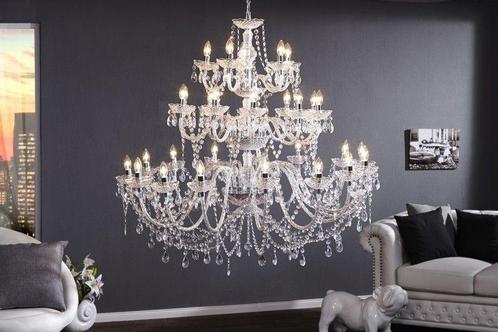 Design kroonluchter CRYSTAL XXL 120cm helder acryl 30-armige, Huis en Inrichting, Lampen | Hanglampen, Ophalen of Verzenden