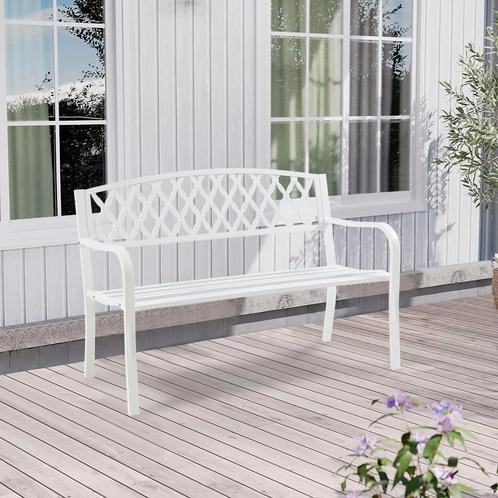Tuinbank Opsasar 127x54x88 cm wit casa.pro, Tuin en Terras, Tuinbanken, Nieuw, Verzenden