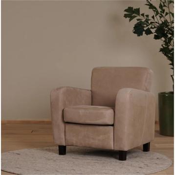 Leren fauteuil Believe - Kenia Leer Taupe - Hout zwart beschikbaar voor biedingen