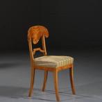 Stel van 6 Blonde Biedermeier stoelen in berkenwortel incl, Ophalen of Verzenden
