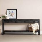 Mangohout Sidetable Britt 180 Zwart, Verzenden, Nieuw, Industriële meubels, 25 tot 50 cm