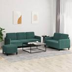 vidaXL 3-delige Loungeset fluweel donkergroen, Verzenden, Nieuw, Vierpersoons of meer, Stof