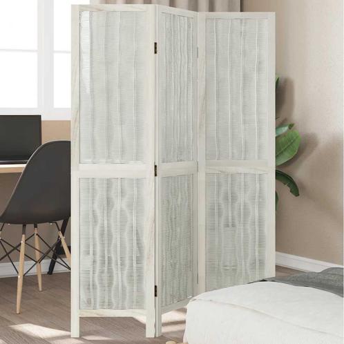vidaXL Kamerscherm met 3 panelen massief paulowniahout wit, Huis en Inrichting, Woonaccessoires | Kamerschermen, Nieuw, Verzenden