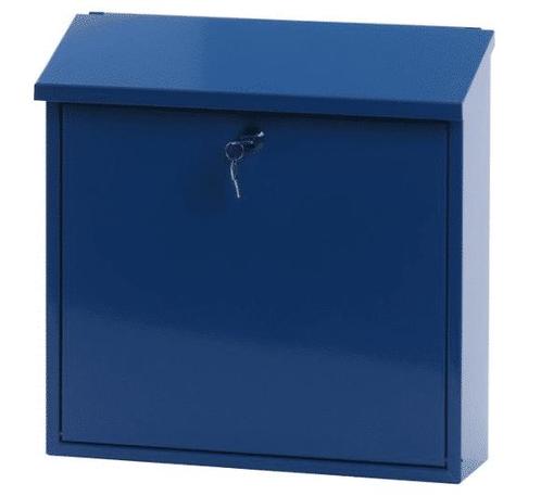 V-part Wandbrievenbus Malagan 37 X 11,5 Cm Staal Blauw, Tuin en Terras, Brievenbussen, Nieuw, Ophalen of Verzenden