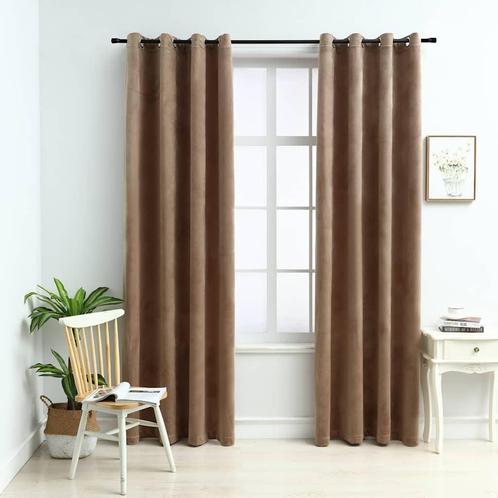 Fluweel Gordijnen Beige 140x245 cm (2 stuks) - Tweedekansje!, Huis en Inrichting, Stoffering | Gordijnen en Lamellen, Beige, Nieuw