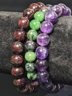 3 prachtige rode granaat, robijn in zoisiet, amethist