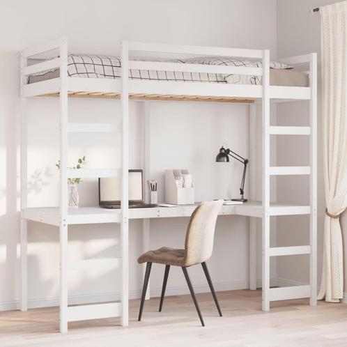 vidaXL Hoogslaper zonder matras massief grenenhout wit, Huis en Inrichting, Slaapkamer | Bedden, 80 cm, 200 cm, Wit, Eenpersoons