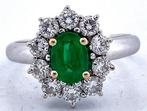 Ring - 18 karaat Witgoud Smaragd - Diamant, Sieraden, Tassen en Uiterlijk, Ringen, Nieuw