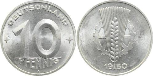 Duitsland 10 Pfennig Ddr 1950 A J1503 stgl /matt aluminium, Postzegels en Munten, Munten | Europa | Niet-Euromunten, Verzenden