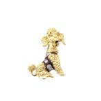18 Krt. Gouden broche | Poedel (vintage, geelgoud, emaille), Ophalen of Verzenden, Gebruikt, Overige kleuren, Goud
