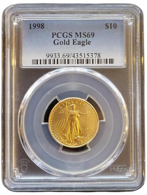Gouden American Eagle 1/4 oz 1998 PCGS MS69 gecertificeerd, Postzegels en Munten, Munten | Amerika, Midden-Amerika, Losse munt