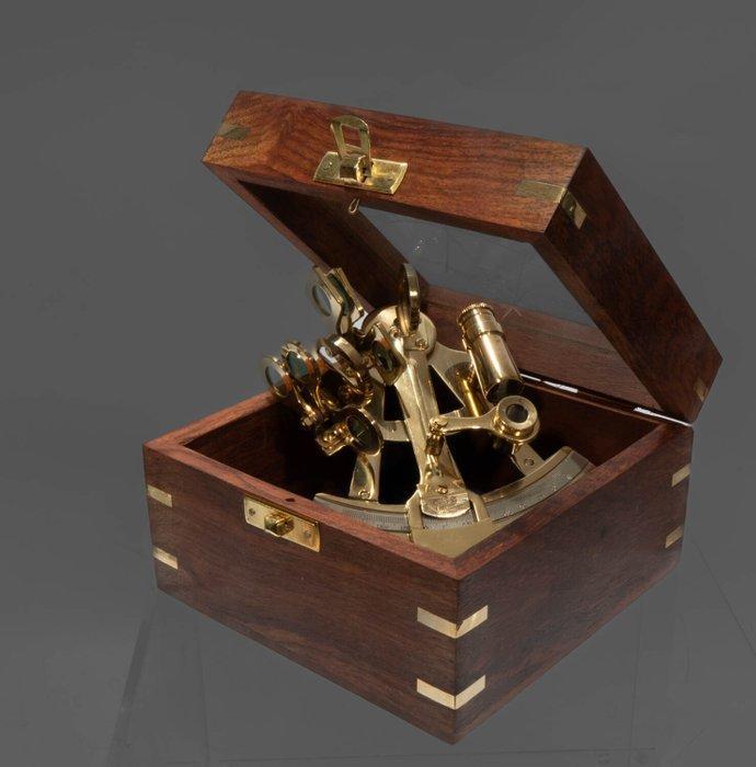 Sextant - Hout, Messing - maritimen Navigationskunst in, Antiek en Kunst, Kunst | Designobjecten