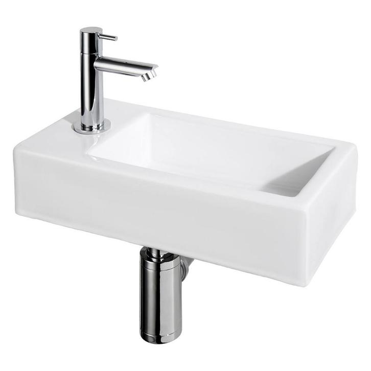 Fonteinset Differnz Helios Links 37.5x18.5x9.5 cm Keramiek, Doe-het-zelf en Verbouw, Sanitair, Overige typen, Nieuw, Chroom, Ophalen of Verzenden